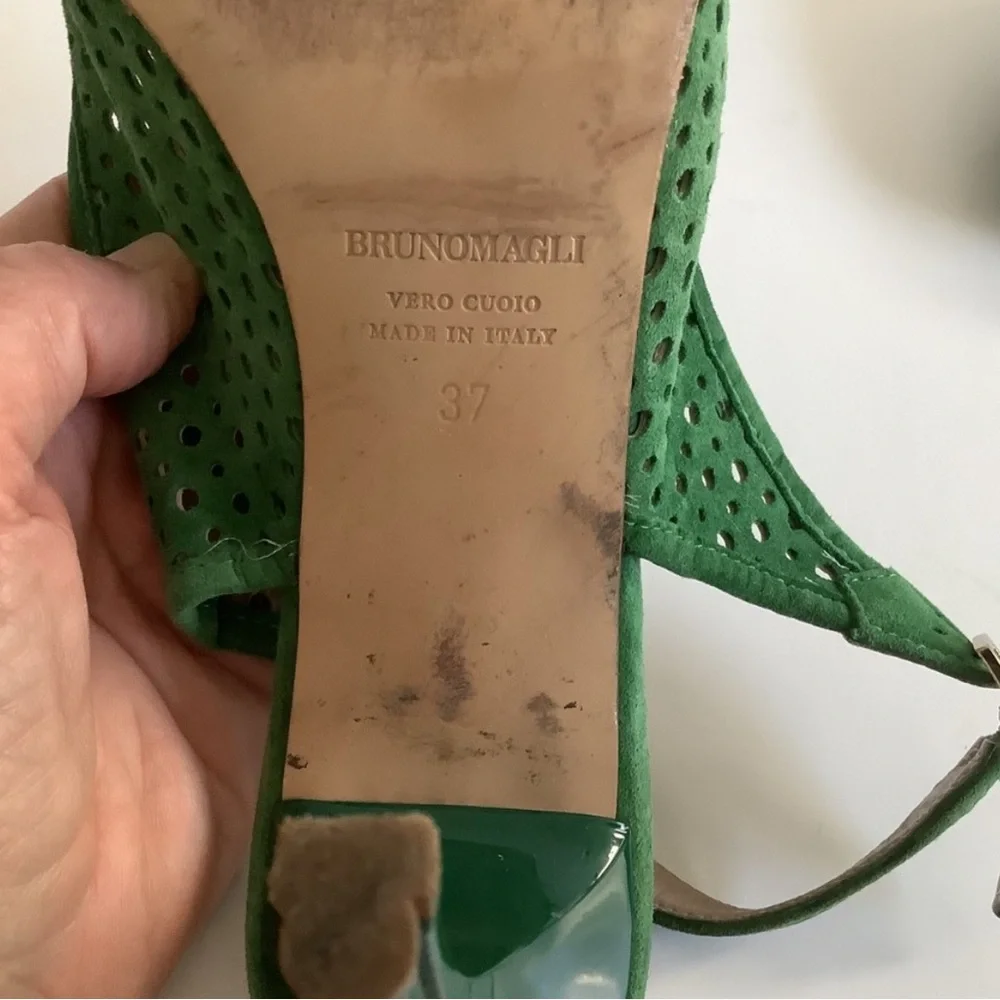 Bruno Magli Green Peep-Toe Heels - Picture 6 of 11